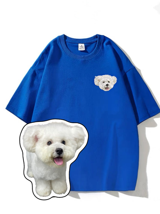 Embroidered customized cotton T-shirt Pet customized embroidered T-shirt