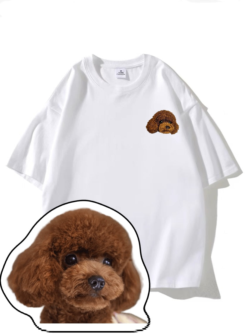 Embroidered customized cotton T-shirt Pet customized embroidered T-shirt