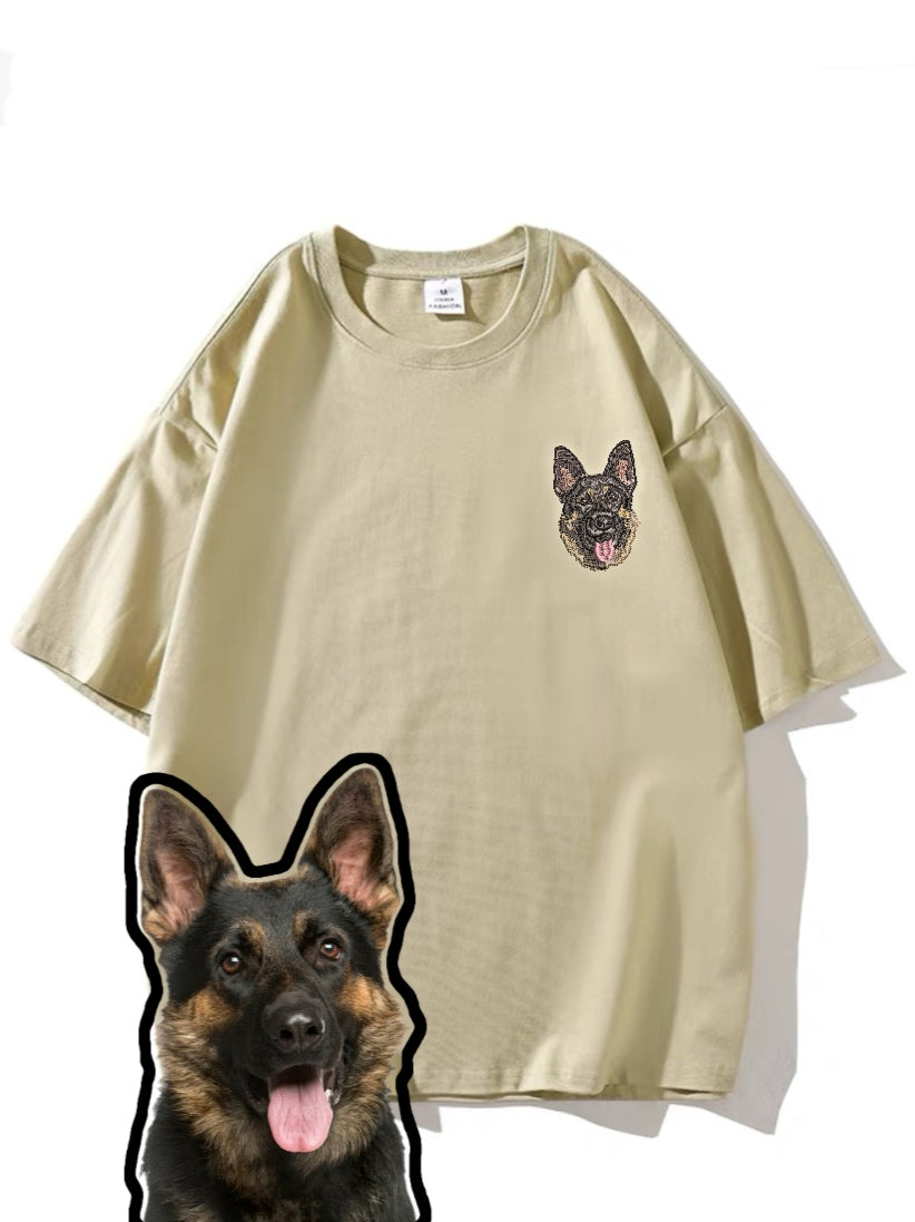 Embroidered customized cotton T-shirt Pet customized embroidered T-shirt