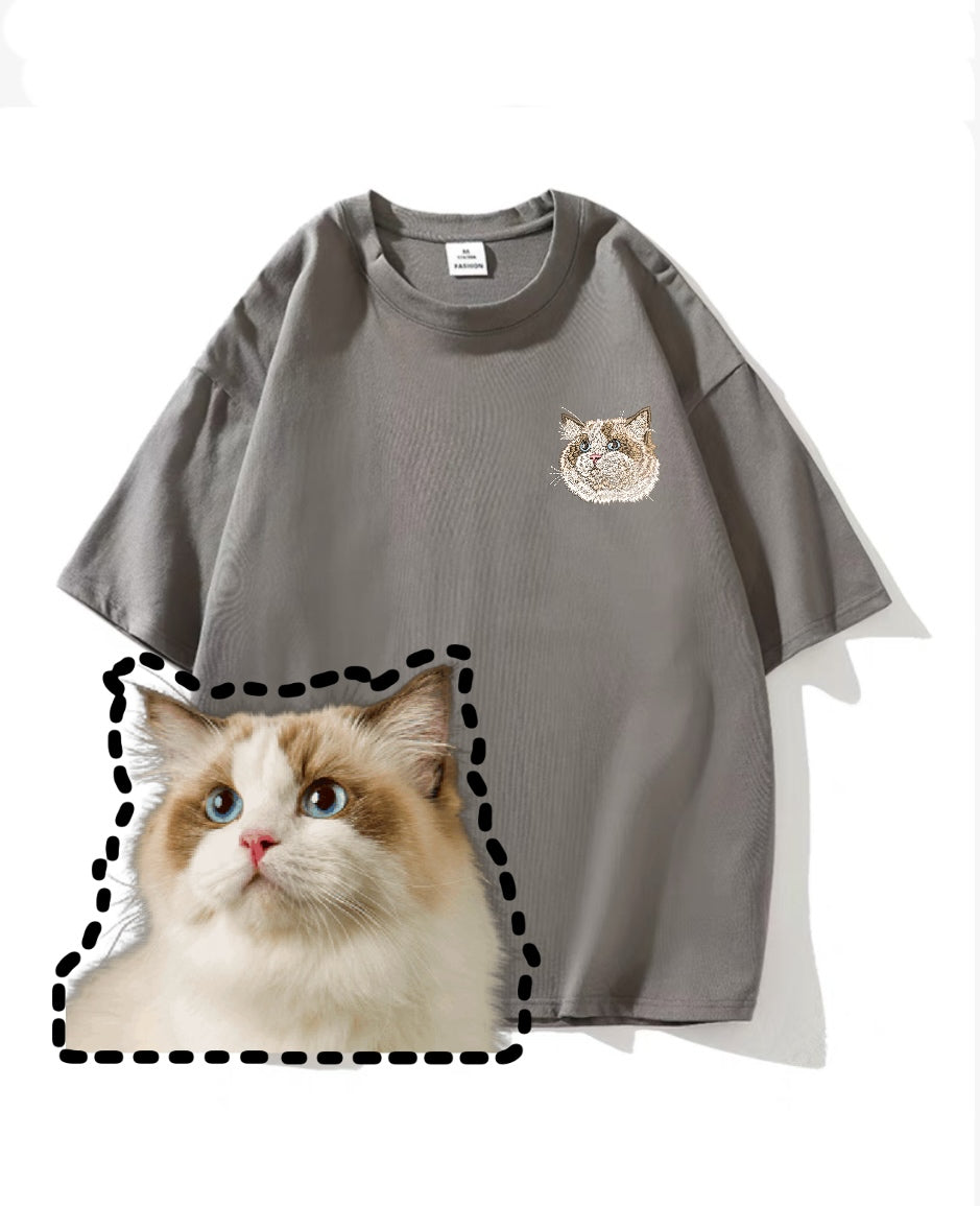 Embroidered customized cotton T-shirt Pet customized embroidered T-shirt