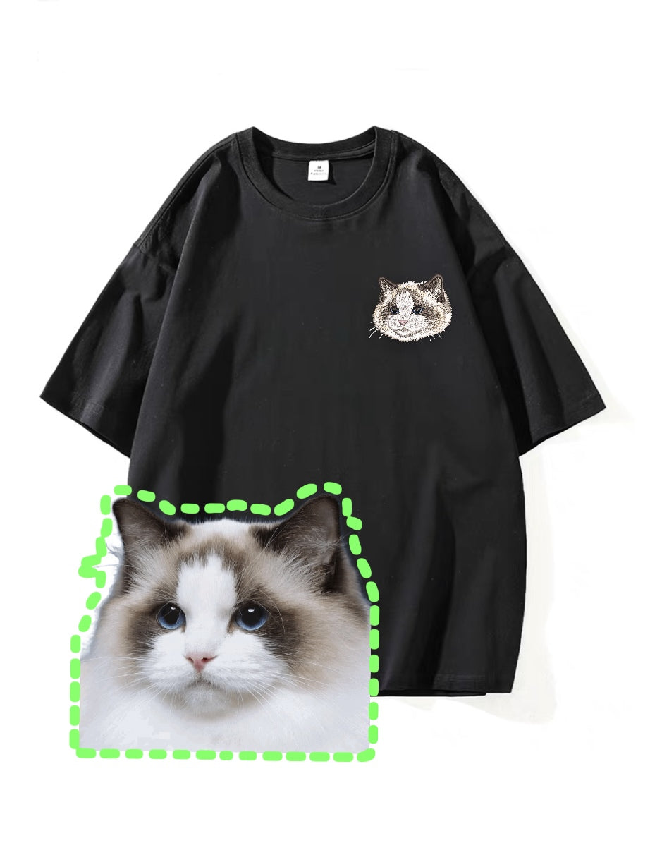 Embroidered customized cotton T-shirt Pet customized embroidered T-shirt